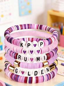 6件套韩版偶像风手链套装，时尚迷你饰品礼品 - 彩色 - 查看 4