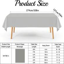 Bộ 10 khăn trải bàn nhựa màu hồng đậm, kích thước 54" x 108", khăn trải bàn dùng một lần hình chữ nhật, khăn trải bàn nhựa dùng cho các bữa tiệc. - bạc - Xem 5