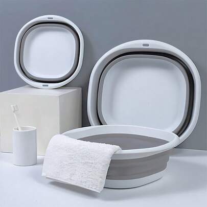 Chậu gấp gọn ba kích cỡ - Chậu rửa tay và chân di động đa chức năng, xô nhựa có khung hình chữ nhật, chất liệu nhựa, bao gồm cả xô lau nhà, thích hợp cho du lịch và giặt giũ.