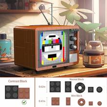 Retro Classic Home Appliances Building Blocks Set, Retro Radio TV Washing Machine Building Toy, Radio Model Collectible Building Toy Set, DIY Construction Building Model Kit, Creative Gift Halloween, Birthday, Christmas, Thanksgiving, 500+ PCS - Multicolor - View 10