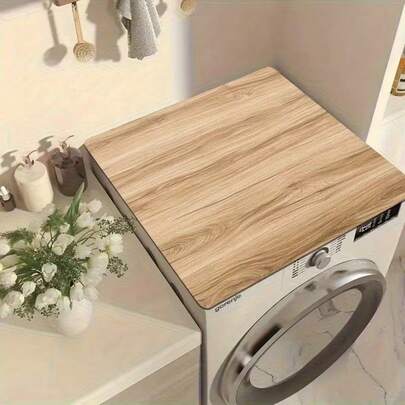 1pc Wood Grain Printed Diatomite Non-Slip Quick-Dry Mat - Microwave, Oven And Washing Machine Cover, Multi-Functional Countertop Mat For Laundry Room, Kitchen, Halloween And Christmas Decor, Laundry Room Accessory, Fashionable Protective Cover, Durable Surface Covering