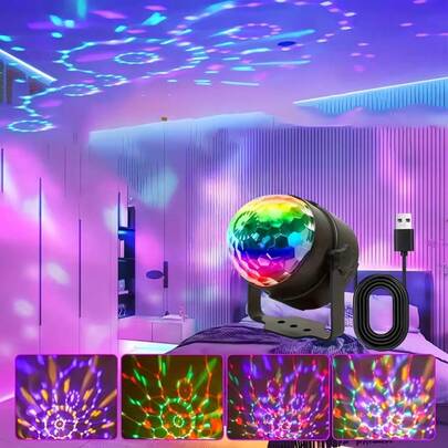 Đèn LED disco hình cầu pha lê RGB ma thuật - 7 chế độ điều khiển từ xa, thích hợp cho tiệc tại nhà, KTV, đám cưới, trang trí phòng, v.v.