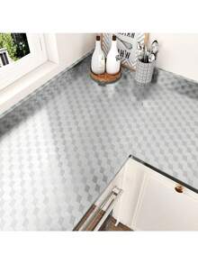 银色方格自粘墙纸，耐热防油铝箔接触纸，防水不锈钢材质，适用于厨房台面、防溅板、电器架衬垫 - 方格鋁箔 - 查看 2