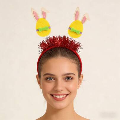 1pc Cute Chicken, Egg, Rabbit, Dinosaur Cartoon Party Headband, ABS Plastic Easter Themed Decorative Hair Hoop Beauty Home Hair Accessories Hairband Diadema