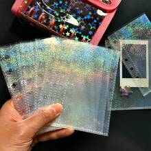 1套A7闪光花朵透明贴纸簿补充装，封口簿，贴纸簿，照片收纳袋，可用作相册、卡包、零钱包、储蓄计划本、日记本、文件整理本、办公用品 - 多色 - 查看 7
