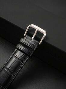 1条18mm/20mm/22mm时尚黑色软皮表带，竹节结图案智能手表表带，适用于三星Galaxy Watch 7/6/5/4 40mm/44mm、Galaxy Watch 3 41mm/45mm、Watch GT2 46mm经典黑色表带，简约运动表带，适用于小米2/2S、Gear S2/S3经典表带配件 - 黑色 - 查看 5