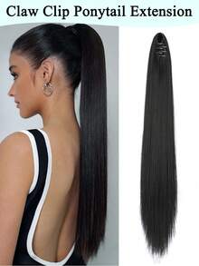 Ponytail Extension,24" Claw Clip In Ponytail Long Straight Pony Tails Hair Extensions Synthetic Hairpiece For Women - Multicolor - View 15
