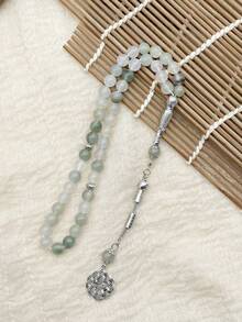 1件经典简约仿玉45珠手链/念珠，适合男士日常佩戴 - 綠花 - 查看 6