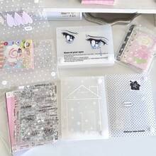 1pc A6 Size Linen Snowflake Frosted Desktop Mini Card Sticker Storage Box, Transparent Dust-Proof Card Organizer School Supplies - Rectangle - View 8