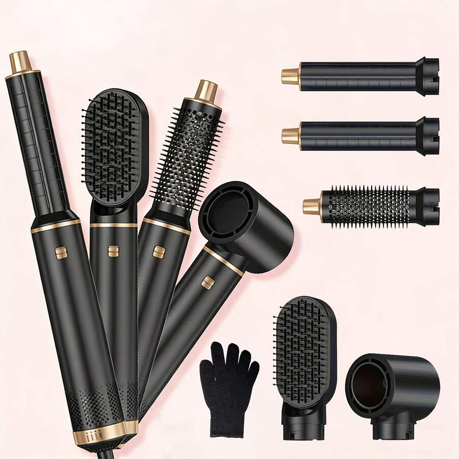 UKLISS 五合一多功能离子美发造型器 | 便携式吹风机，带可更换配件和防烫设计 - 黑色 - 查看 1