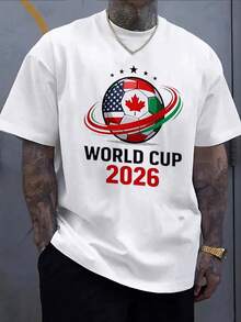 United World Cup Football T-Shirt White World Cup Trophy And Stars Graphic Print For Sports Fans And Events - 白色4 - 查看 1