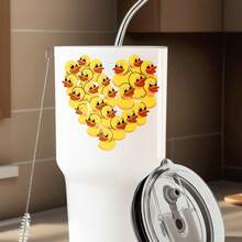 30oz Stainless Steel Tumbler Black White Options,  Duck Heart Pattern Print Design Graphic Cups, Insulated Travel Coffee Mug With Lid And Straw , Double Wall Vacuum Reusable Travel Cups, Funny Birthday Party Gift For Women & Men - 白色 - 查看 1