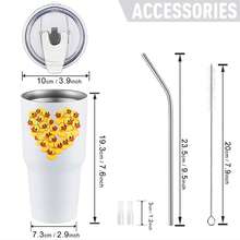 30oz Stainless Steel Tumbler Black White Options,  Duck Heart Pattern Print Design Graphic Cups, Insulated Travel Coffee Mug With Lid And Straw , Double Wall Vacuum Reusable Travel Cups, Funny Birthday Party Gift For Women & Men - 白色 - 查看 3