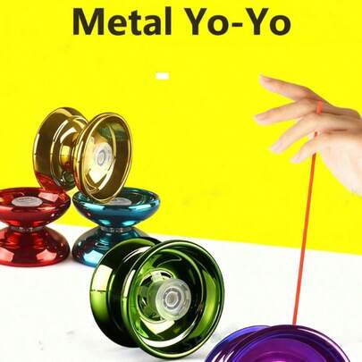 合金悠悠球玩具，适合初学者和青少年 - 户外游戏，锻炼手眼协调能力，圣诞节万圣节礼物，旋转玩具 - 耐用金属陀螺，旋转流畅，有助于锻炼腕力并提高技巧，具有抗冲击设计