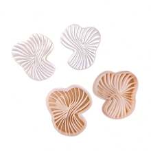 2pcs/Set Geometric Curve Faux Silk Texture Soft Clay Mold, Earring Jewelry DIY Pendant Shaping Mold - Apricot - View 6