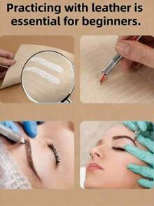 3/5pcs Microblading Practice Skin, Latex-Free Eyebrow Tattoo Skin For Microblading Practice, Makeup Skin, Silicone Skin Sheets - Apricot - View 6