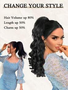 Ponytail Extension Long Wavy Claw Clip Ponytail For Women, 20 Inch Synthetic Hair Extension, Natural Looking Heat Resistant Fluffy Hairpiece - Multicolor - View 7