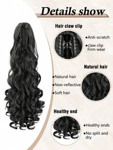 Ponytail Extension Long Wavy Claw Clip Ponytail For Women, 20 Inch Synthetic Hair Extension, Natural Looking Heat Resistant Fluffy Hairpiece - Multicolor - View 3