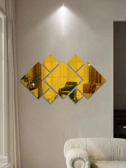 7 miếng dán tường gương acrylic vuông 3D, thiết kế hình chữ nhật cổ điển, decal dán tường gương kim cương lập thể, bộ trang trí nhà cửa sáng tạo, giấy dán tường chống vỡ, dễ dán, thích hợp cho phòng khách, trang trí nhà cửa, phòng ngủ, rèm tắm.