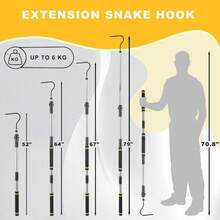 Snake Hook Heavy Duty, Snake Hook Retractable 35 Inch - 65 Inch Catcher Hook Rattlesnakes Ball Python Rattle Removal Non - Slip Foam Handle And Thickened Stainless Steel - 52-79 inch - Xem 4