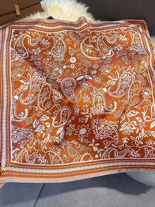 1条复古佩斯利花纹腰果印花真丝围巾，新款春夏领巾，休闲服饰配饰，简约时尚围巾 - 彩色 - 查看 8