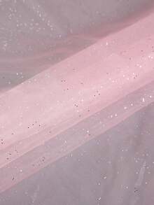 1 Peça de Tecido de Organza com Lantejoulas Brilhantes, Tule de Glitter Dourado, Material Pré-Cortado para Embalagem de Presentes, Decoração de Hotel, Saia de Tule DIY - rosa - Visão 5