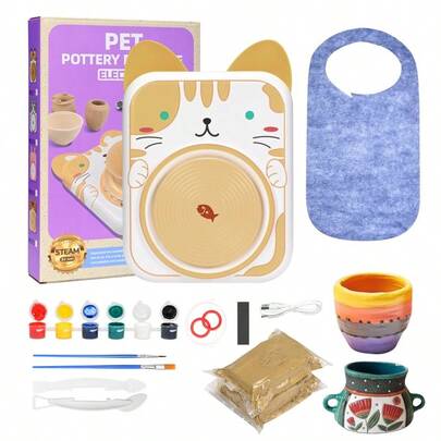 Pottery Wheel, Pottery Painting Kit Arts And Crafts Toys, Pottery Kit With Air Dry Clays, Paints & Sculpting Tools, Gifts Toys For Boys Girls