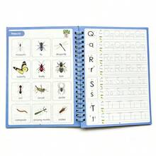 可重复使用的儿童笔记本，防水白色硬纸板 + 1 支可擦笔，神奇笔记本，适合早期书法练习（笔颜色随机） - 查看 5