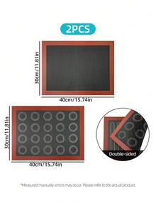 2pcs 30X40cm Silicone Grill Mat, Reusable Baking Tray For Cookie, Macarons, Bread And Pastry, Breathable Cake Tray Mat, Non-Stick Barbecue Mats, Oven Microwave Liners, High Temperature Baking Kitchen Tools - View 7
