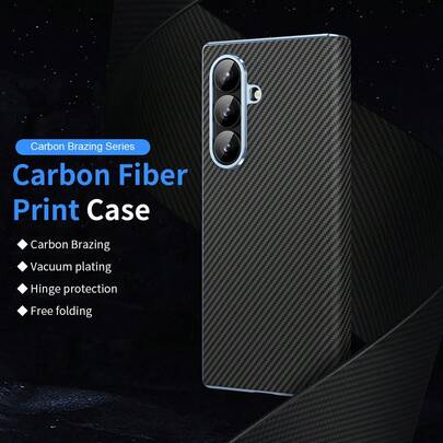 Carbon Fiber Texture Protective Phone Case For Samsung Galaxy ZFold4/ZFold5/ZFold6/ZFold7, Half-Covered Design, Ultra-Thin, Hinge Protection, Unisex