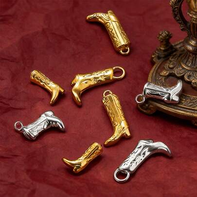 3pcs Stainless Steel Fashionable And Versatile Shoe Pendants, Necklaces, Earrings, DIY Jewelry Accessories, Suitable For Women To Wear, Gifts