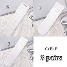 1/3/6 Pairs Women White Lace Hollow Out Socks, Heart Pattern Mid-Calf Socks, Sweet Lolita Style Socks, Straight Tube Socks Without Heels - White - View 37