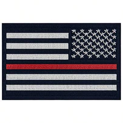 Reverse American Flag Patch Tactical USA Embroidered Badge United States Military Applique Fastener Hook And Loop Emblem Red Line