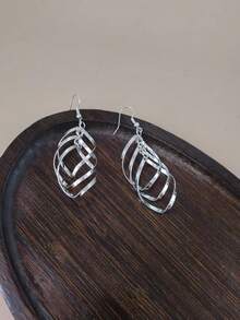 1对时尚个性优雅不对称几何耳环，适合少女日常及节日佩戴 - 幾何不規則 - 查看 3