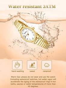 BIDEN 1pc Petite Gold-Tone Women's Quartz Watch, Easy-To-Read Dial, Stainless Steel Adjustable Band, Water Resistant - Mouldless - View 5