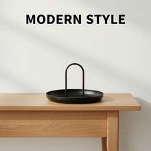 Serving Tray Metal Round Portable Table Top Storage Tray Style With Handle - Multicolor - View 8