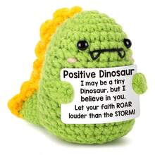 1件迷你恐龙复活节篮子填充物礼物手工钩织动物恐龙男女朋友同事自我护理心理健康生日礼物创意。 - 彩色 - 查看 1