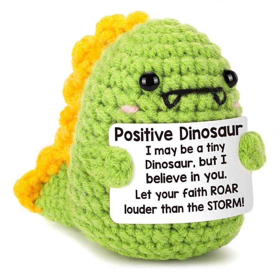 1件迷你恐龙复活节篮子填充物礼物手工钩织动物恐龙男女朋友同事自我护理心理健康生日礼物创意。 - 彩色 - 查看 1