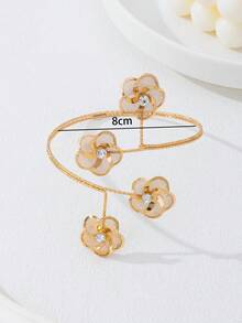 Vòng chân hoa bốn lá 3D rỗng thanh lịch, có thể điều chỉnh kích thước, thích hợp làm quà tặng dự tiệc. - Vàng - Xem 4