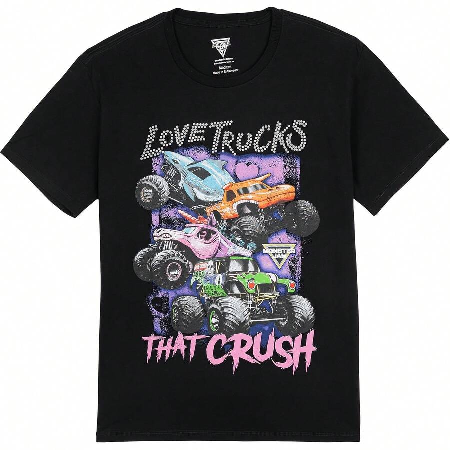 Monster Jam Women's T-Shirt Adult Grave DiggerA El Toro Loco Megalodon - 黑色 - 查看 1