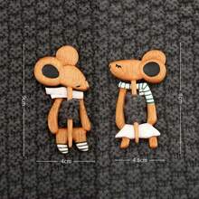 -Border Couple's Wooden Brooch, Retro Cute Animal-Themed Personalized Pin - 鼠男 - 查看 1