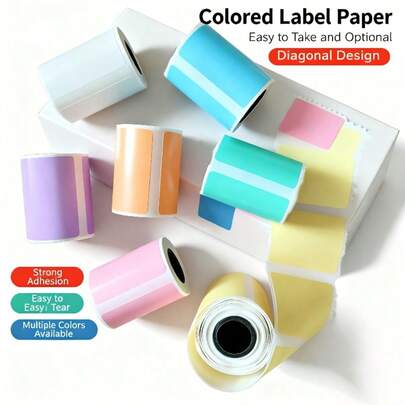 Etiquetas Térmicas Autoadesivas Coloridas 40 x 30 mm (1,57" x 1,18"), Compatíveis com M110/M221/M220 - Para Grafite, Notas, Memorandos, DIY e Presentes, Cores Vibrantes, Material Durável, Etiquetas Adesivas