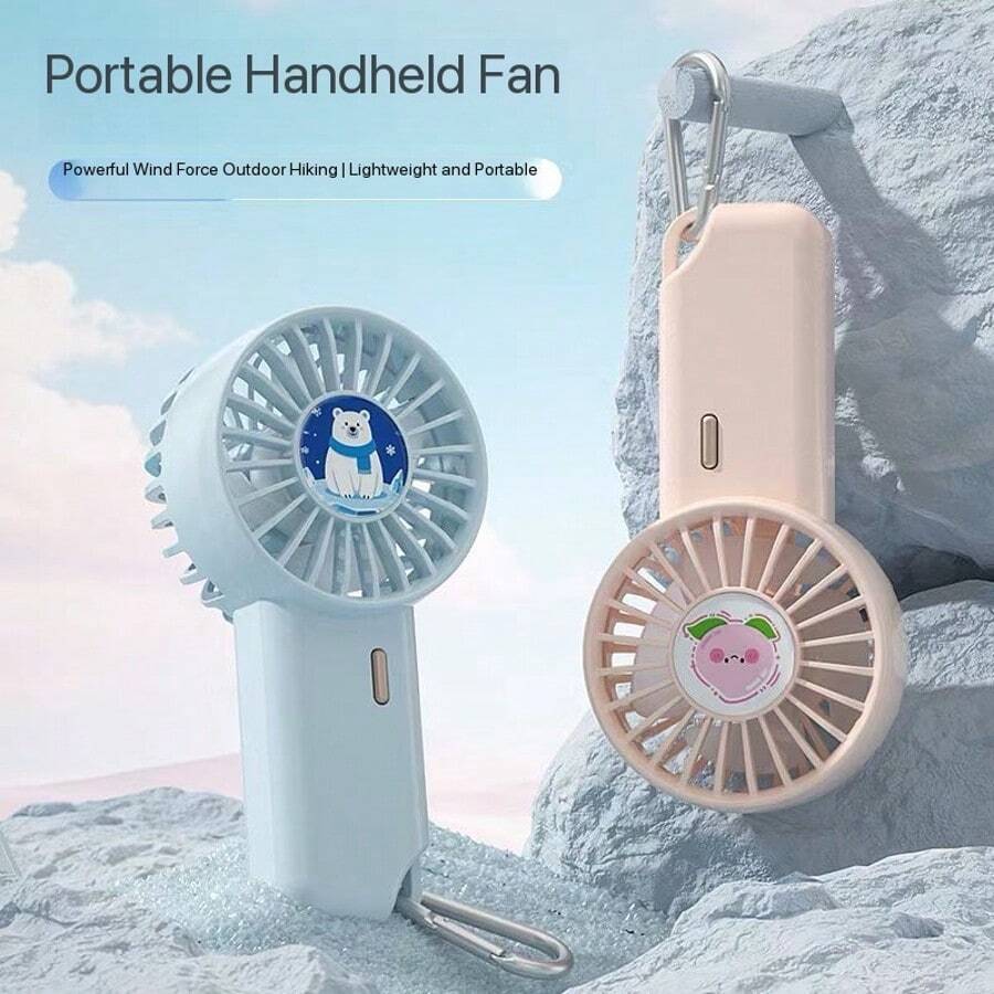MEET SUN 便携式迷你手持风扇 + 500mAh 可充电电池 + 登山扣 + Type-C 充电 + 三档风速 + 静音睫毛风扇/化妆工具 + 旅行必备