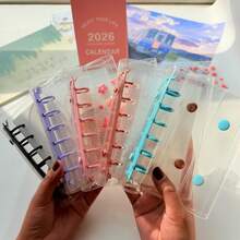 A7透明便携式双扣多功能活页夹，透明贴纸簿活页夹，密封簿，贴纸簿，可用作相册，省钱，文具，笔记本，密封簿，学校及办公用品 - 彩色 - 查看 4