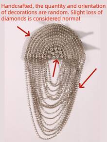 1件时尚百搭精致奢华别致个性化银色肩章流苏胸针，适合男士日常商务通勤 - 彩色 - 查看 3
