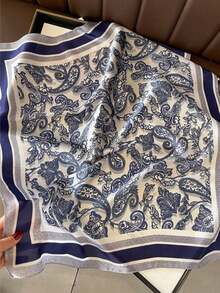 1条男女通用印花围巾，多功能领巾，仿丝小领带围巾 - 彩色 - 查看 11