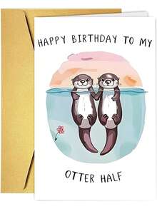 1 Thiệp chúc mừng sinh nhật dễ thương hình "Nửa con rái cá" kèm phong bì đỏ, hình minh họa cặp rái cá, tấm thiệp sinh nhật hoàn hảo dành cho người yêu và những người thân thương. - Xem 9