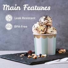 Paper Ice Cream Cups, 50 - Count 11 - Oz Disposable Dessert Bowls For Hot Or Cold Food, 11 - Ounce Party Supplies Treat Cups, 5 Colors Pastel Stripes With Scalloped Gold Foil - 50 - 查看 6