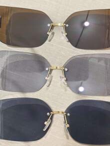 New Y2K Women's Narrow-Frame Metal Rimless , Fashionable Retro Personality Internet Celebrity . - Nâu Lớn - Xem 3