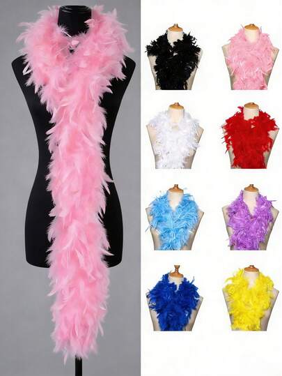 Feather Boa, DIY Party Costume Accessory, Colorful Feather Boa Scarf Decor, Suitable For Birthday Party, Halloween, Christmas, Racing, Tea Party, New Year's Eve, Concert And Home Decor, Dance Wedding, Stage Performance, Carnival Costume And Accessories, Party Supplies